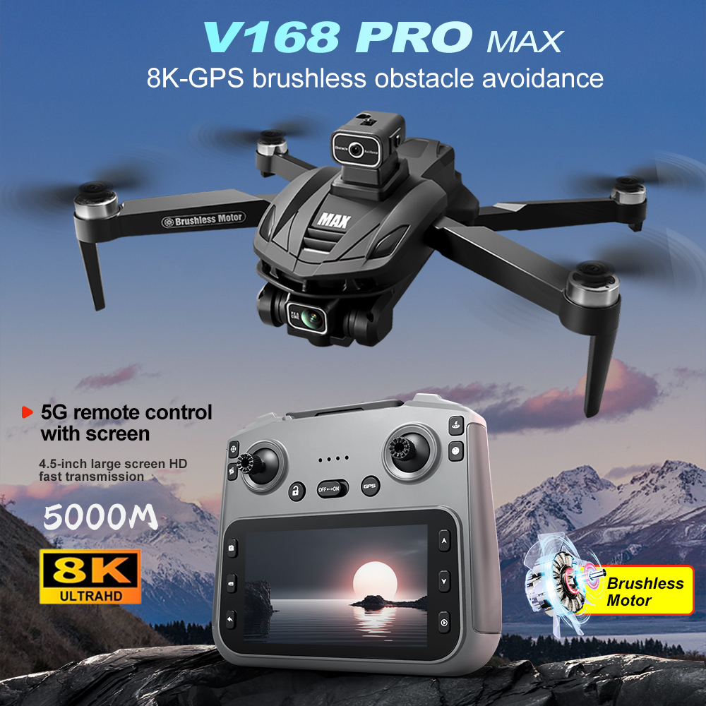 V168 PRO Max GPS Drone 8K prof - Drone Gimbal Brushless avis et prix